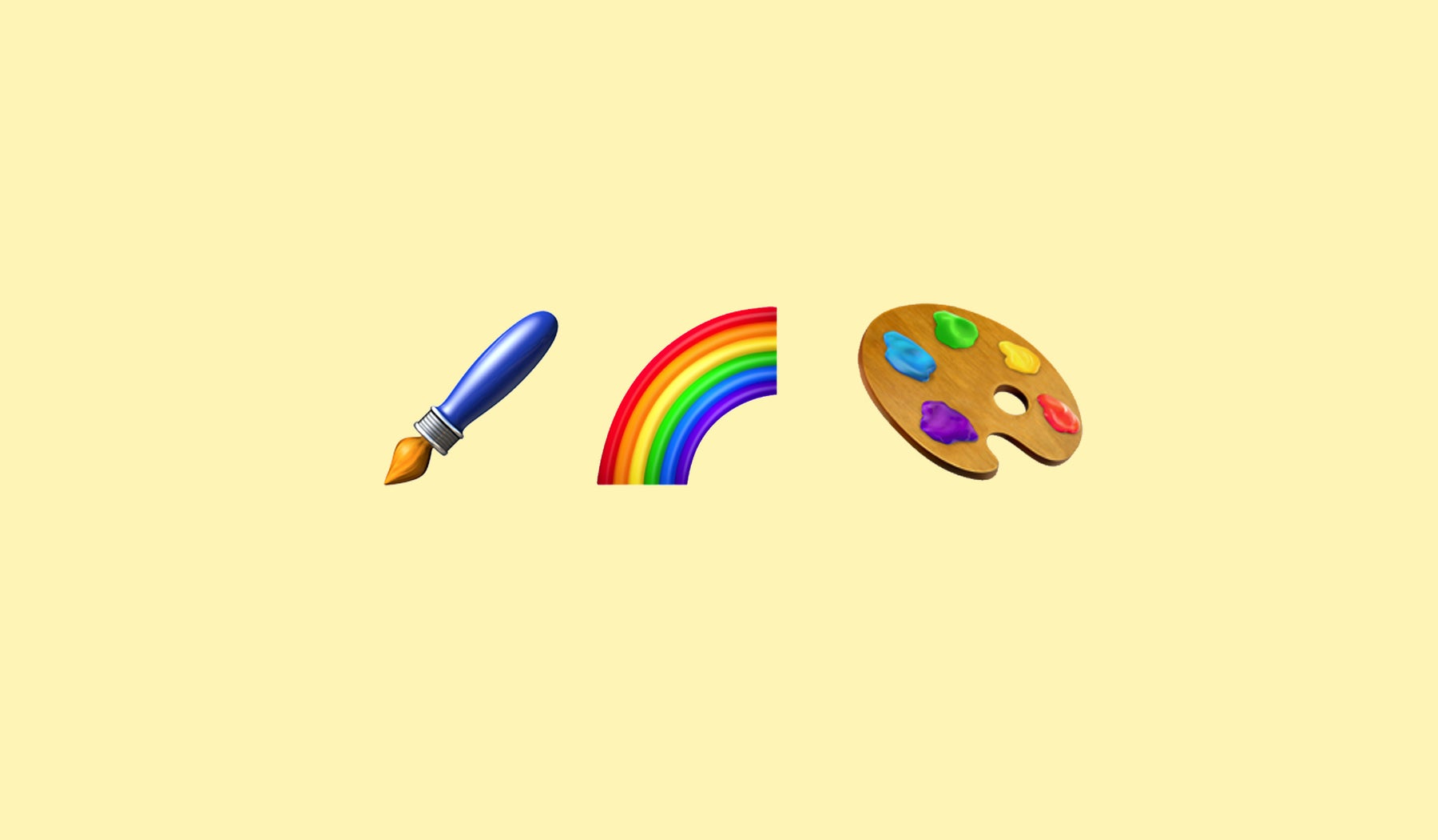 paint brush, rainbow, art easel emoji 